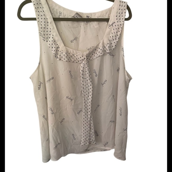 Disney Lauren Conrad Collab Mickey Minnie signature Cream Blouse Top - Picture 1 of 7